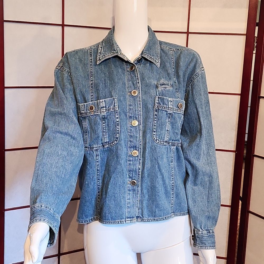 Bill Blass Denim Jean Button Up Jacket